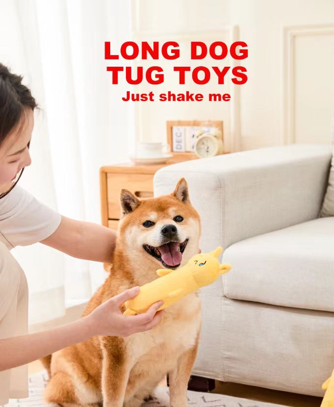 Yellow Long Dog Squeaky Toys Interactive Dog Toys Tough Dog Toys Dog Chew Toys Custom Adorable Soft Toys For Small Breed 노란색 긴 개 삐걱 거리는 장난감 대화 형 개 장난감 거친 개 장난감 개 씹는 장난감 작은 품종을위한 사용자 정의 사랑스러운 부드러운 장난감