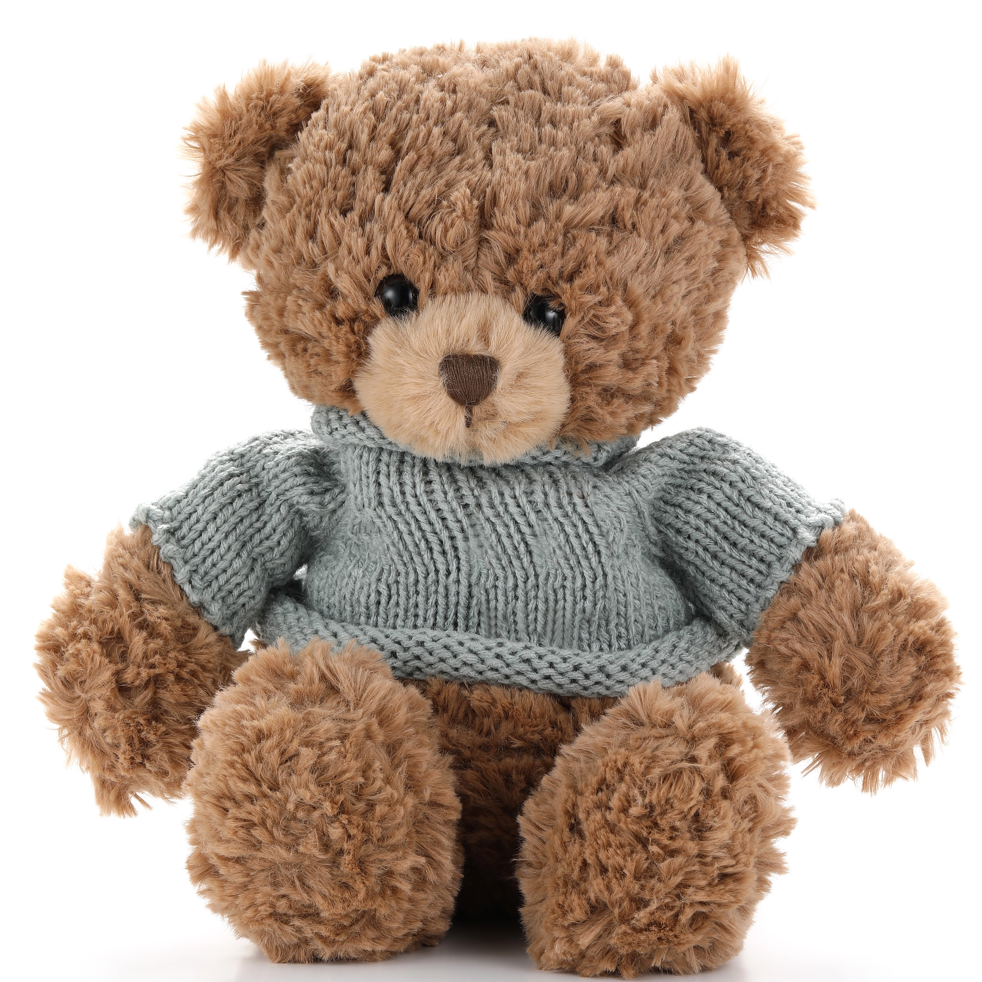 옷을 입은 갈색 테디 베어 20cm 곰 스웨터가 달린 부드러운 테디 베어 맞춤형 로고가 있는 테디 베어